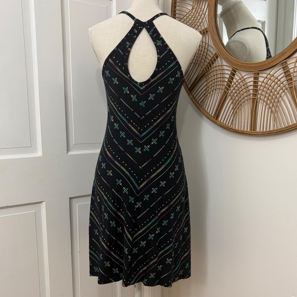 Patagonia Black Midi Dress with Teal & Purple Accents - Reposhed Dress - Picture 3 of 5